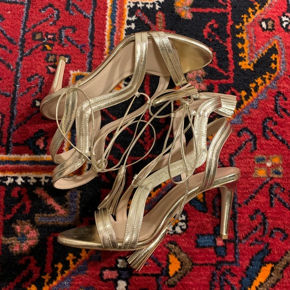 Club Monaco Shoes - CLUB MONACO Gold Leather Strappy Heels
